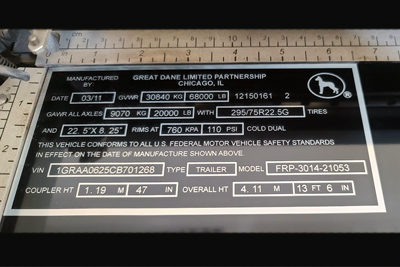 Engraved automotive related spec plaques, Doug's Engraver's Den Engraved automotive related spec plaques, Doug's Engraver's Den