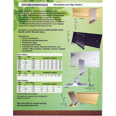 Custom engraved eco-friendly sign holders, Doug's Engraver's Den Custom engraved eco-friendly sign holders, Doug's Engraver's Den