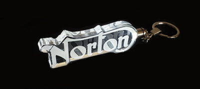 Engraved promotional Norton keychain, Doug's Engraver's Den Engraved promotional Norton keychain, Doug's Engraver's Den
